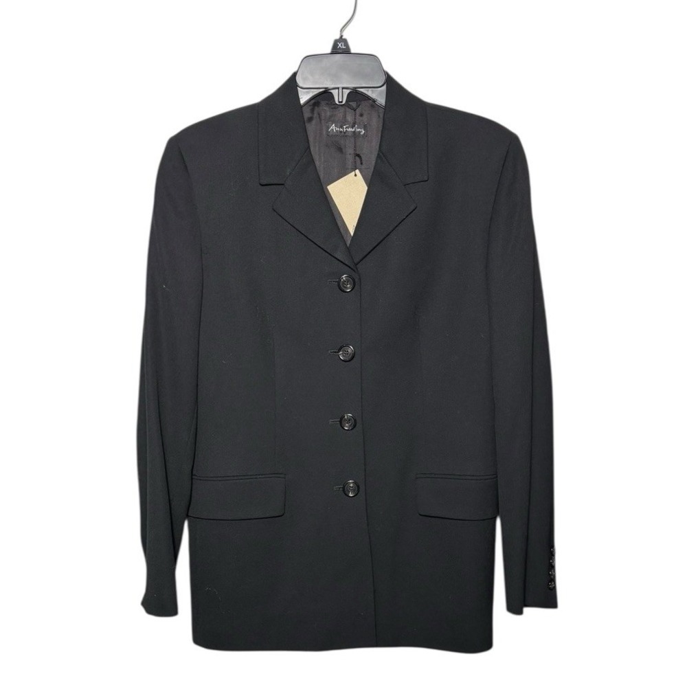 Ann Freedberg 100% Wool Olivia Blazer‎ Black Women's 8 Luxury Office Career NEW